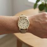 Timex Women's Easy Reader 38mm Watch – Gold-Tone Case Cream Dial with Light Gold-Tone Leather Strap
