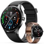 Woneligo Smart Watch for Men,1.57inch AMOLED Touchscreen Fitness Watch for iPhone & Android,Heart Rate/Sp02/Sleep Monitor,110+ Sport Modes IP68 Waterproof Bluetooth Calls,2 Bands (Black, 1.57)