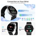 Woneligo Smart Watch for Men,1.57inch AMOLED Touchscreen Fitness Watch for iPhone & Android,Heart Rate/Sp02/Sleep Monitor,110+ Sport Modes IP68 Waterproof Bluetooth Calls,2 Bands (Black, 1.57)