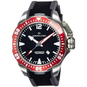 Hamilton Watch Khaki Navy Frogman Titanium Auto | Swiss Made | 46mm Titanium Case | Black Dial Analog Watch | Black Rubber Strap (Model: H77805335)