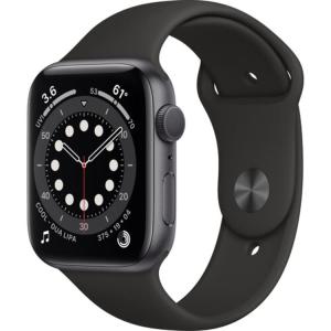 Apple Watch Series 6 (GPS, 44mm) - Space Gray Aluminum Case with Black Sport Band (Renewed)