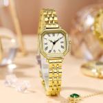 ADSBIAOYE Watches for Women Vintage Bracelet Roman Dial Square Case Gold Watch Ladies Casual Dress Analog Quartz Watch Waterproof (Gold)