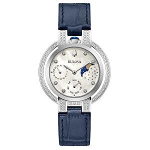 Bulova Ladies' Moon Phase Rubaiyat Diamond Watch, Blue Strap