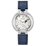 Bulova Ladies' Moon Phase Rubaiyat Diamond Watch, Blue Strap