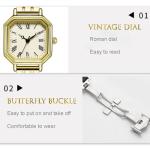 ADSBIAOYE Watches for Women Vintage Bracelet Roman Dial Square Case Gold Watch Ladies Casual Dress Analog Quartz Watch Waterproof (Gold)