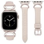 Minyee Leather Band Compatible with Apple Watch Bands 41mm 40mm 38mm 44mm 45mm 42mm 49mm Women, Slim Thin Dressy Designer Strap with C-Shape Metal Buckle for iWatch Ultra 2, Series