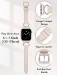 Minyee Leather Band Compatible with Apple Watch Bands 41mm 40mm 38mm 44mm 45mm 42mm 49mm Women, Slim Thin Dressy Designer Strap with C-Shape Metal Buckle for iWatch Ultra 2, Series