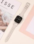 Minyee Leather Band Compatible with Apple Watch Bands 41mm 40mm 38mm 44mm 45mm 42mm 49mm Women, Slim Thin Dressy Designer Strap with C-Shape Metal Buckle for iWatch Ultra 2, Series