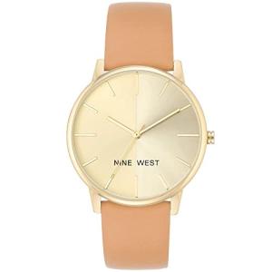 Nine West Women's Gold-Tone and Caramel Colored Strap Watch, Brown/Gold