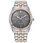 Citizen Men's Eco-Drive Corso Diamond, Gray Dial, Two-Tone Stainless Steel Bracelet Watch (Model: BM7646-55H)