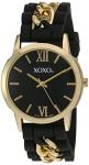 XOXO Women's Gold-Tone Quartz Watch with Black Silicone Strap, Elegant Gold Chain Links, Roman Numeral Dial, Analog Display, Stylish Fashion Accessory, Fits Wrists 5.5" to 8"