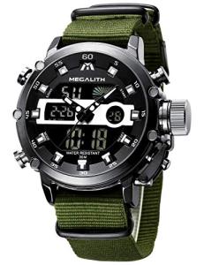 MEGALITH Military Watches for Men Digital: Tactical Wristwatch with Analog Dual Time Display - Waterproof Sport Heavy Duty Watch for Men with LED Alarm Stopwatch Date - Gifts for Him