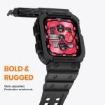 amBand Compatible with Apple Watch Series 9/8/7/SE (2nd)/SE/6/5/4/3 Band for Men 45mm 44mm 42mm Case, Rugged Sport Strap for iWatch 45/44 mm Military Protective Cover Bumper Drop-Proof, Matte Black