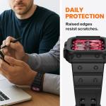 amBand Compatible with Apple Watch Series 9/8/7/SE (2nd)/SE/6/5/4/3 Band for Men 45mm 44mm 42mm Case, Rugged Sport Strap for iWatch 45/44 mm Military Protective Cover Bumper Drop-Proof, Matte Black