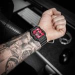 amBand Compatible with Apple Watch Series 9/8/7/SE (2nd)/SE/6/5/4/3 Band for Men 45mm 44mm 42mm Case, Rugged Sport Strap for iWatch 45/44 mm Military Protective Cover Bumper Drop-Proof, Matte Black