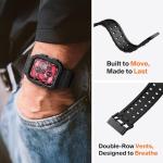 amBand Compatible with Apple Watch Series 9/8/7/SE (2nd)/SE/6/5/4/3 Band for Men 45mm 44mm 42mm Case, Rugged Sport Strap for iWatch 45/44 mm Military Protective Cover Bumper Drop-Proof, Matte Black