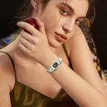 OLEVS Women’s Watches, Watches for Women Analog Quartz Womens Dress Watch Silver Gold Luxury Waterproof Ladies Watch Square Face Tungsten Steel Band Reloj para Mujer