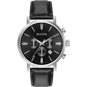 Bulova Aerojet 96B262 Black Leather Chronograph Watch