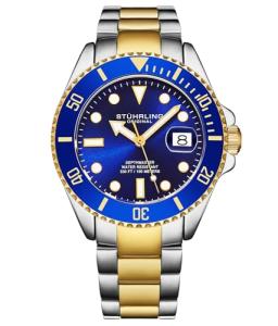Stuhrling Original Men's Dive Watch, Swiss Movement, Stainless Steel, Blue Dial, Stainless Steel Bracelet, 100M Water Resistant