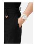 Versace DV One Collection Luxury Womens Watch Timepieces with a White Bracelet and Dial Featuring a White Ceramic Case