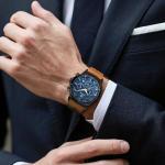 BY BENYAR Watches for Men Chronograph Waterproof Men's Wrist Watches Business Work Casual Sport Fashion Brown Leather Mens Dress Watch Unique Elegant Gifts for Men