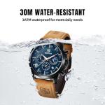 BY BENYAR Watches for Men Chronograph Waterproof Men's Wrist Watches Business Work Casual Sport Fashion Brown Leather Mens Dress Watch Unique Elegant Gifts for Men