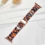 HOPO Compatible With Apple Watch Band 38mm 40mm 42mm 44mm Thin Light Resin Strap Bracelet With Stainless Steel Buckle Replacement For iWatch Series Ultra 9 8 7 6 5 4 3 2 1 SE(Tortoiseshell/Rose