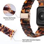 HOPO Compatible With Apple Watch Band 38mm 40mm 42mm 44mm Thin Light Resin Strap Bracelet With Stainless Steel Buckle Replacement For iWatch Series Ultra 9 8 7 6 5 4 3 2 1 SE(Tortoiseshell/Rose
