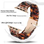 HOPO Compatible With Apple Watch Band 38mm 40mm 42mm 44mm Thin Light Resin Strap Bracelet With Stainless Steel Buckle Replacement For iWatch Series Ultra 9 8 7 6 5 4 3 2 1 SE(Tortoiseshell/Rose
