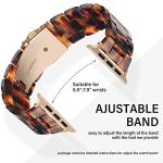 HOPO Compatible With Apple Watch Band 38mm 40mm 42mm 44mm Thin Light Resin Strap Bracelet With Stainless Steel Buckle Replacement For iWatch Series Ultra 9 8 7 6 5 4 3 2 1 SE(Tortoiseshell/Rose