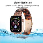 HOPO Compatible With Apple Watch Band 38mm 40mm 42mm 44mm Thin Light Resin Strap Bracelet With Stainless Steel Buckle Replacement For iWatch Series Ultra 9 8 7 6 5 4 3 2 1 SE(Tortoiseshell/Rose