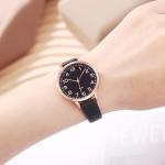 IBSO Women Watches Leather Mesh Strap Round Case Analog Fashion Ladies Wrist Watches (0023 Black)