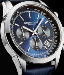 Stuhrling Original Mens Watches Chronograph Analog Blue Dial with Date - Tachymeter 24-Hour Subdial Mens Blue Leather Strap - Watches for Men Rialto Collection