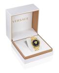 Versace Medusa Deco Collection Luxury Womens Watch Timepieces with a Gold Bracelet and Case Featuring a Black Dial