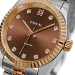 PASCAL Timeless Classic Diamond Watch for Men– Swiss Quartz Watch with Lab-Grown Diamonds, Sapphire Crystal, Elegant Dress Watch Gift,10 ATM Water Resistant, Fits 6.5"-9.5" Wrists (Cocoa Brown, 36)