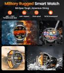 LIGE Military Smart Watches for Men(3 Bands),1000mAh Battery/1.7" HD Large Screen Smartwatch, Flashlight/120+ Sports Modes/Sleep Monitor, 5ATM Waterproof Fitness Tracker Watch for Android iOS,Black