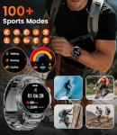 LIGE Military Smart Watches for Men(3 Bands),1000mAh Battery/1.7" HD Large Screen Smartwatch, Flashlight/120+ Sports Modes/Sleep Monitor, 5ATM Waterproof Fitness Tracker Watch for Android iOS,Black