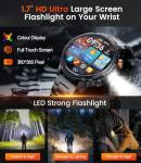 LIGE Military Smart Watches for Men(3 Bands),1000mAh Battery/1.7" HD Large Screen Smartwatch, Flashlight/120+ Sports Modes/Sleep Monitor, 5ATM Waterproof Fitness Tracker Watch for Android iOS,Black