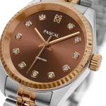 PASCAL Women's Timeless Classic Diamond Watch – Swiss Quartz Watch with Lab-Grown Diamonds, Sapphire Crystal, Elegant Dress Watch Gift,10 ATM Water Resistant, Fits 6.5"-9.5" Wrists (Brown, 31mm)