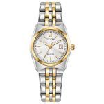 Citizen Women's Eco-Drive Corso Classic Watch in Two-Tone Stainless Steel, Black Dial (Model: EW2299-50A)