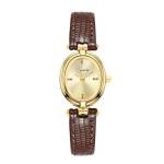 CARLIEN Womens Fashion Small Gold Oval Quartz Watches Vintage Leather Band Waterproof Luxury Casual Ladies Bracelet Wrist Watch Brown Black (Brown)