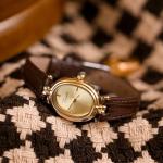 CARLIEN Womens Fashion Small Gold Oval Quartz Watches Vintage Leather Band Waterproof Luxury Casual Ladies Bracelet Wrist Watch Brown Black (Brown)