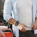 Juntan 7 Beads Quick Release Watch Band, 20mm Stainless Steel Watch Strap for Men Women, Adjustable Business Metal Watch Bracelet with Butterfly Clasp Gold Black