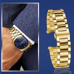 Niziruoup 20mm Stainless Steel Watch Band Universal Metal Watch Strap Smartwatch Replacement Band Men Women fit Most Traditional Watches, Stainless Steel, Gold