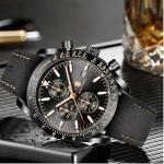 BENYAR Watches for Men Analog Quartz Chronograph Waterproof Luminous Designer Mens Wrist Watches Business Dress Work Sport Casual Watch with Leather Band Elegant Gifts for Men
