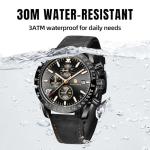 BENYAR Watches for Men Analog Quartz Chronograph Waterproof Luminous Designer Mens Wrist Watches Business Dress Work Sport Casual Watch with Leather Band Elegant Gifts for Men