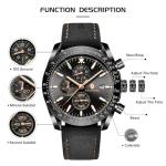 BENYAR Watches for Men Analog Quartz Chronograph Waterproof Luminous Designer Mens Wrist Watches Business Dress Work Sport Casual Watch with Leather Band Elegant Gifts for Men