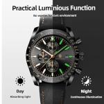 BENYAR Watches for Men Analog Quartz Chronograph Waterproof Luminous Designer Mens Wrist Watches Business Dress Work Sport Casual Watch with Leather Band Elegant Gifts for Men