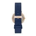Skagen Women's Signatur Lille Two-Hand Rose Gold Stainless Steel and Blue Leather Band Watch (Model: SKW2838)