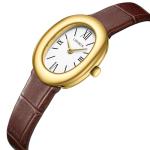 CNYXCN Womens Bracelet Gold Watch-Vintage Elegant Oval Bangle Watch-Gift for Her（Brown）